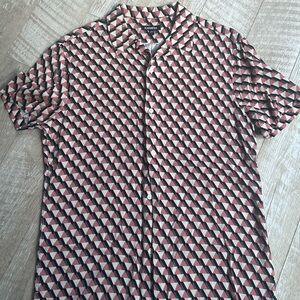 Express Geometric Pattern Shirt - Black, Red, and White